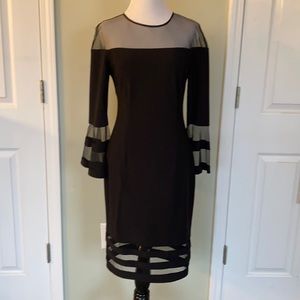 AVERY G ILLUSION BLACK EVENING DRESS